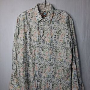 Robert Graham Flip Cuff Geometric Print Shirt Mens 2XL Multicolor